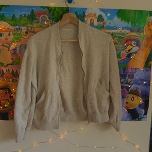 Knit cropped bomber jacket
